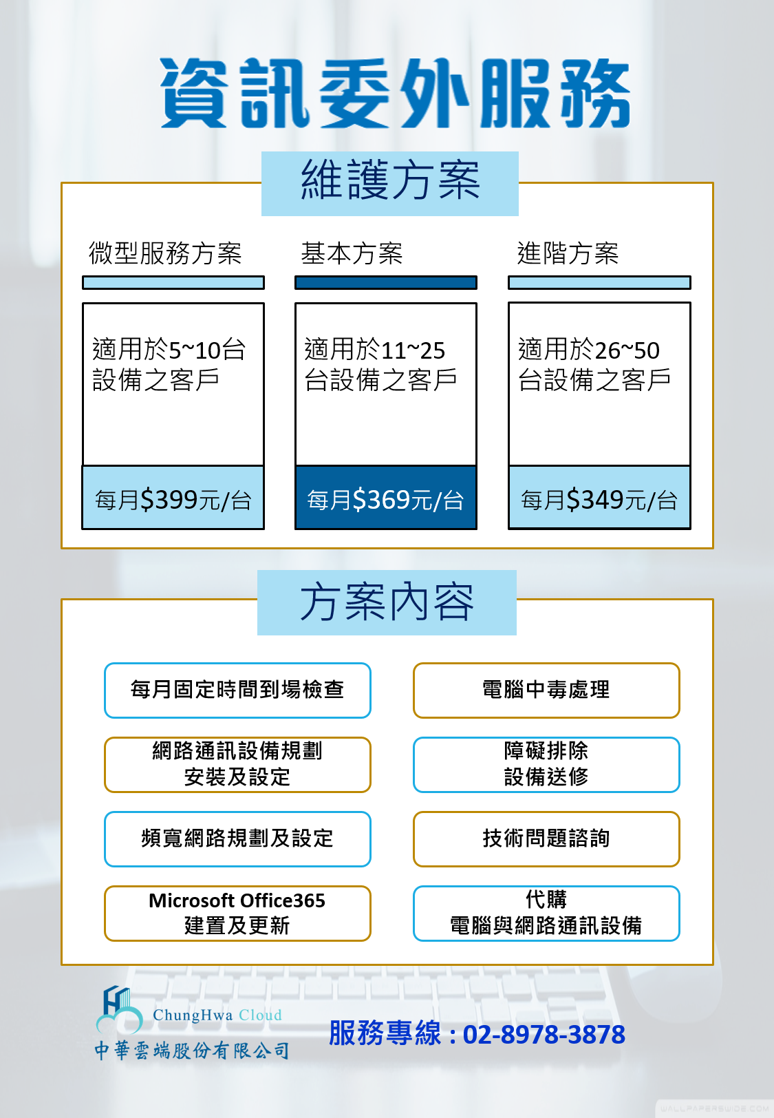 资讯委外办公室维护方案经济实惠的电脑维护